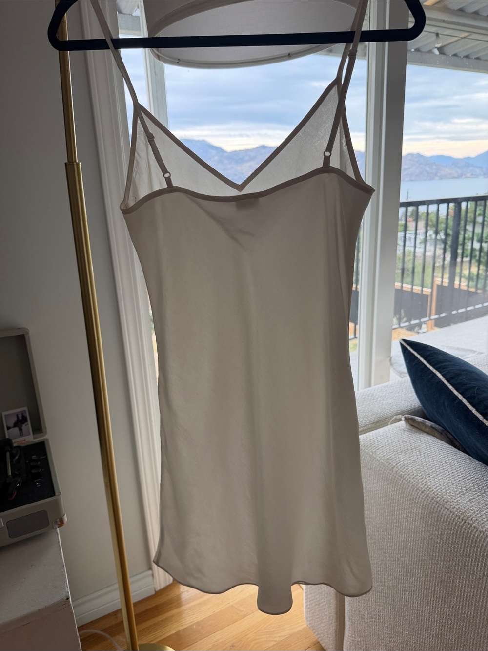 Wilfred Cream V-Neck Slip Dress with Thin Straps - Picture 4 of 4